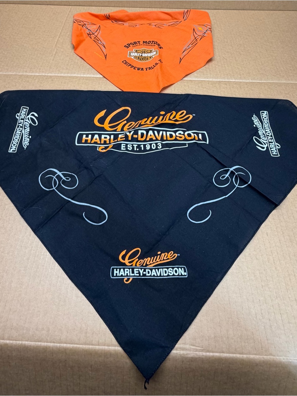 Harley-Davidson Black & Orange Logo Bandana Duo